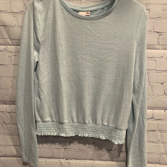 So Juniors Cozy Long Sleeve Knit Top light blue size large - Picture 2 of 5